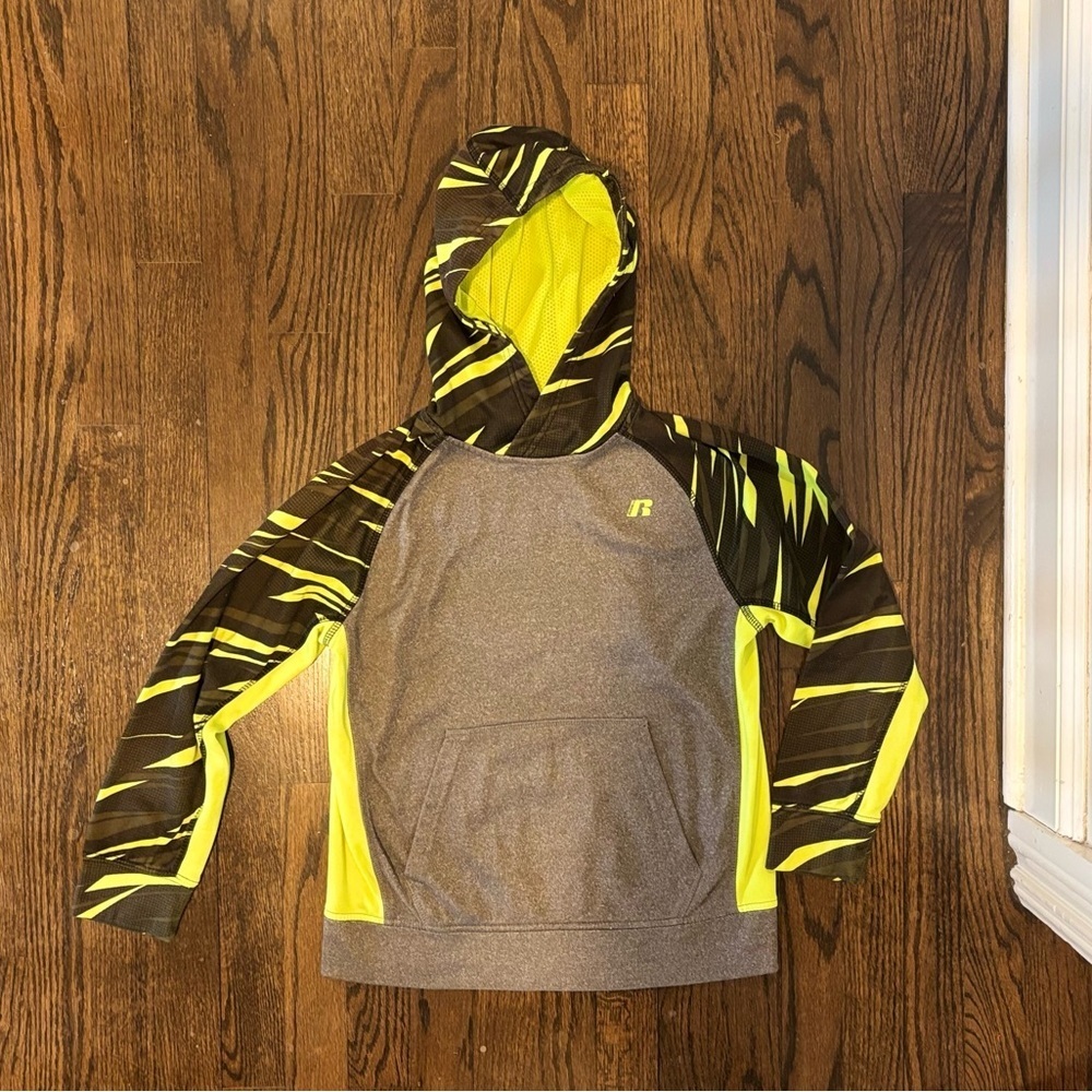 Boys gray and Yellow Hooded Sweatshirt